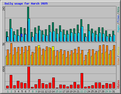 Daily usage for March 2025