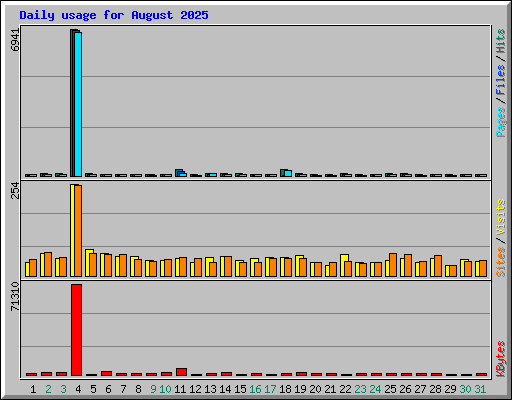 Daily usage for August 2025